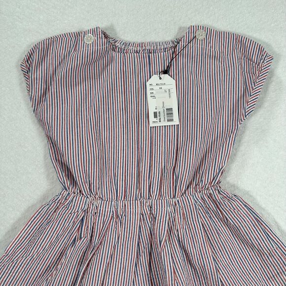 Bit'z Kids 2/3 Years Dress Red/White/Blue Stripe Seersucker Elastic Waist New - Picture 4 of 8